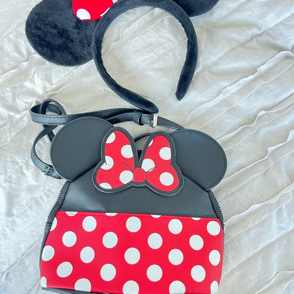 Disney Black and Red Polka Dot Mouse Ears Bag Set Bundle